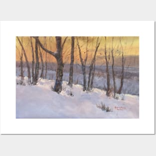 Winter Evening Oil on Canvas Posters and Art